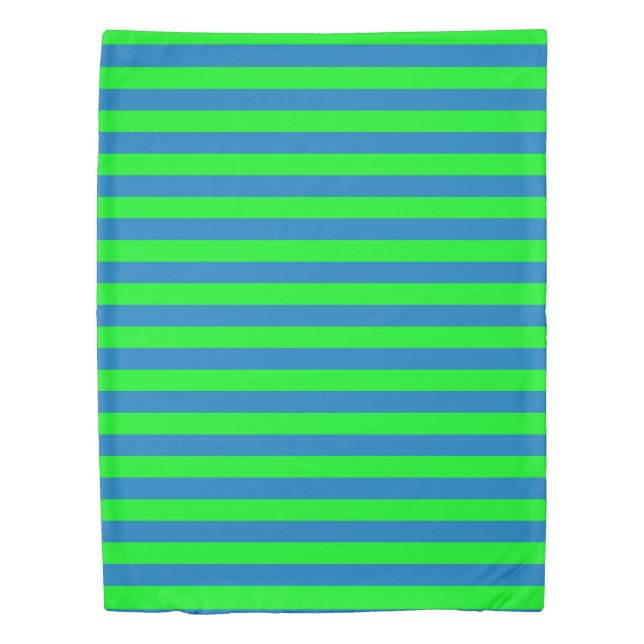 Blue and Green Stripes Design Duvet Cover (Front)