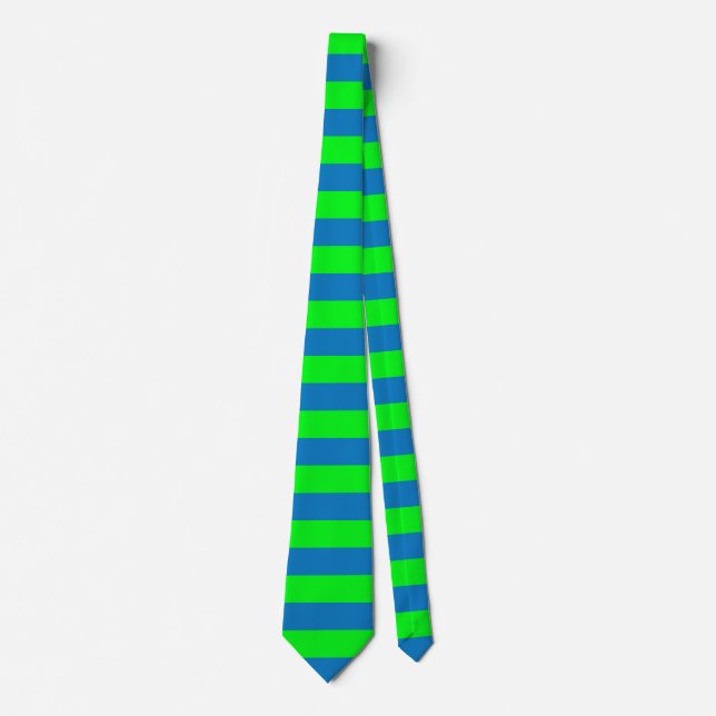 Blue and Green Stripes Design Neck Tie (Front)