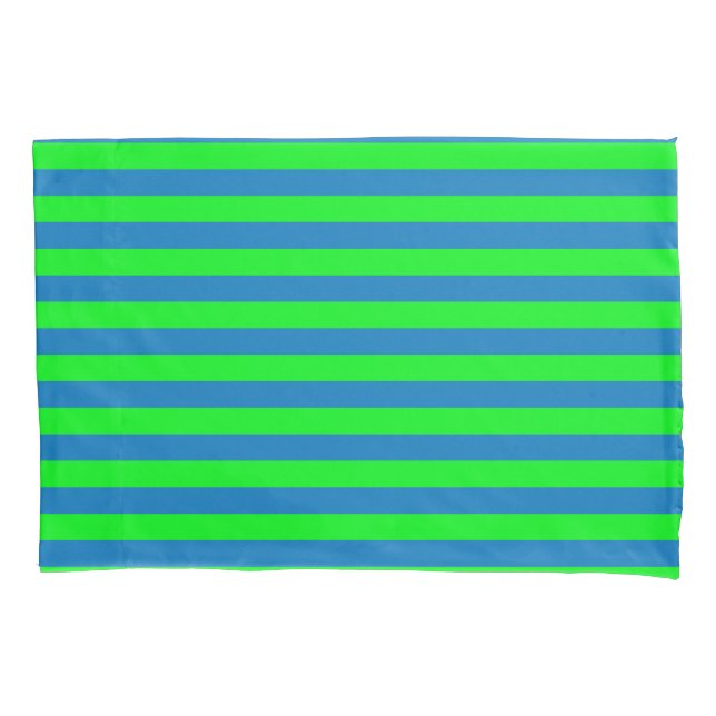 Blue and Green Stripes Design Pillow Case (Front)