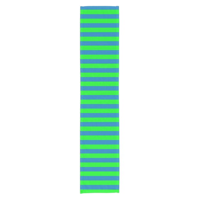 Blue and Green Stripes Design Short Table Runner (Front)
