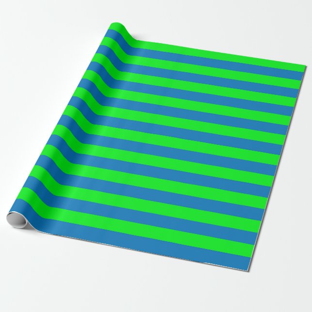 Blue and Green Stripes Design Wrapping Paper (Unrolled)