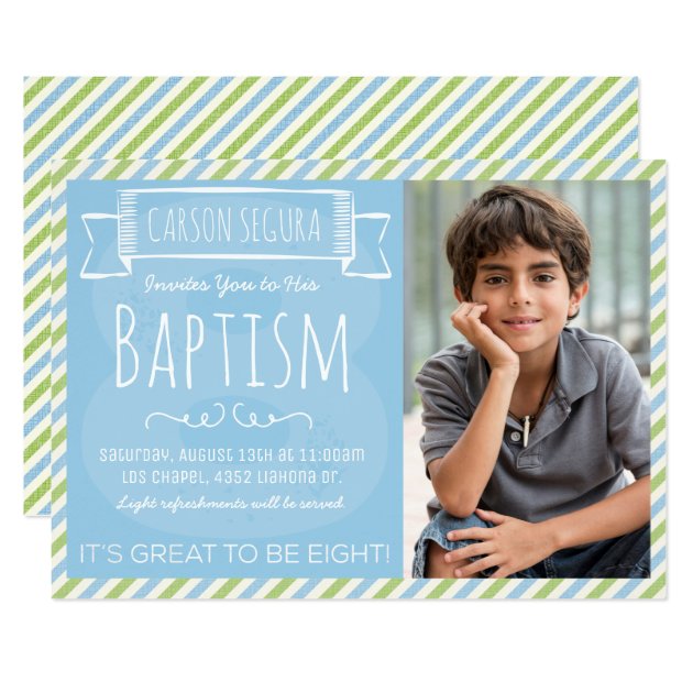 Blue And Green Stripes LDS Baptism Announcement