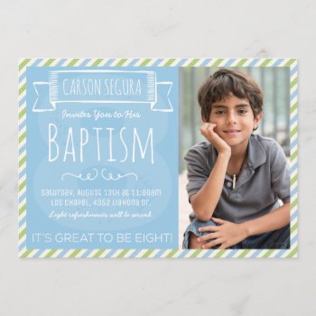 Blue And Green Stripes Lds Baptism Announcement by LizzieAnneDesigns at Zazzle
