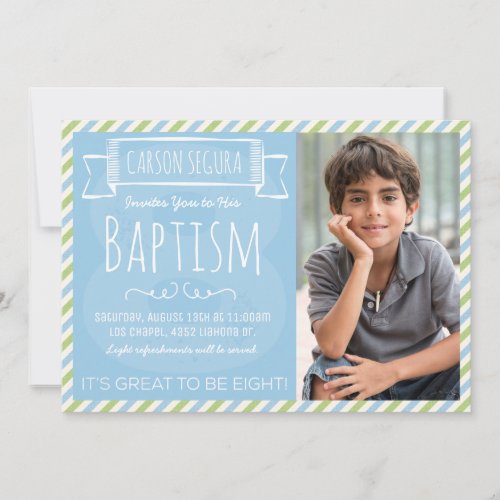 Blue and Green Stripes LDS Baptism Announcement