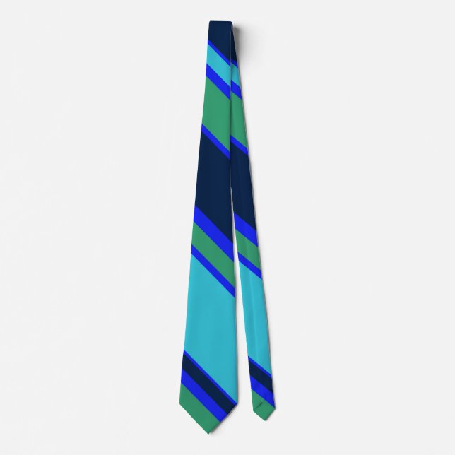 Blue and green stripes neck tie (Front)