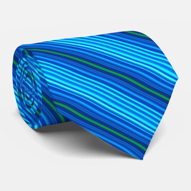 Blue and Green Stripes Neck Tie (Rolled)