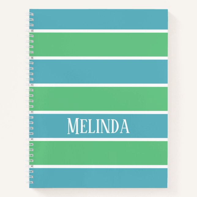 Blue and Green Stripes Notebook (Front)