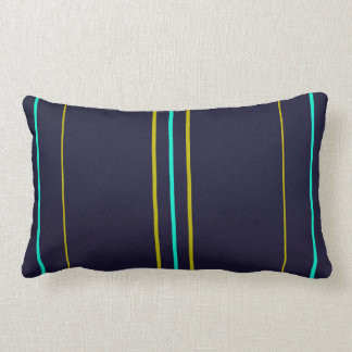 Blue and green stripes on indigo lumbar pillow