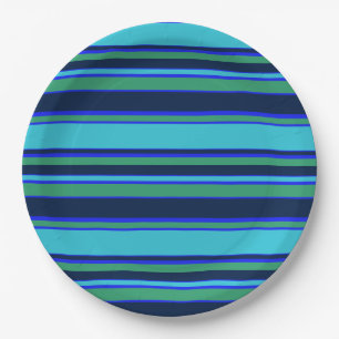 Blue and green stripes paper plates