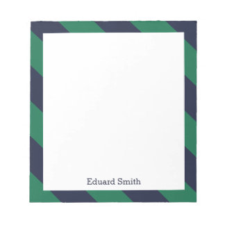 Blue and Green Stripes Personalized Notepad