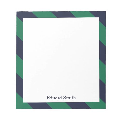 Blue and Green Stripes Personalized Notepad