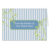 Blue and Green Stripes Personalized Recipe Card (Front Horizontal)