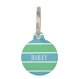 Blue and Green Stripes Pet Tag