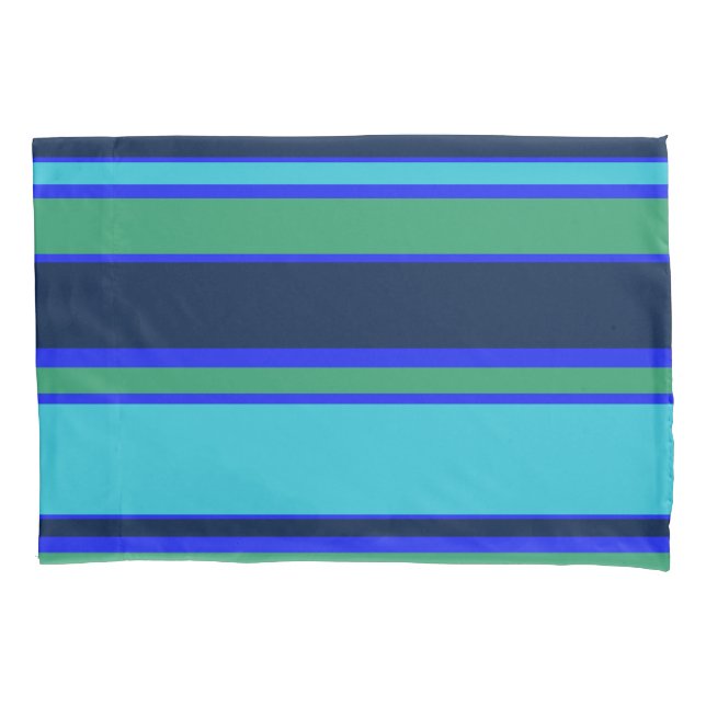 Blue and green stripes pillow case (Front)