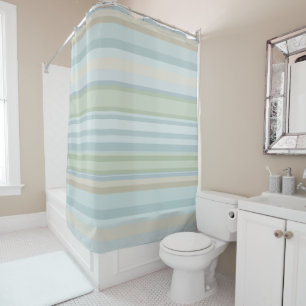 blue and green stripes shower curtain