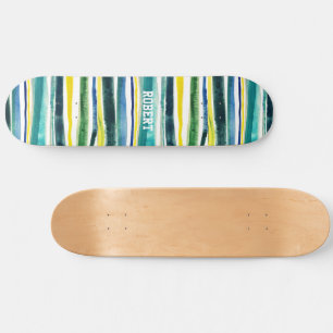 Blue and green stripes skateboard