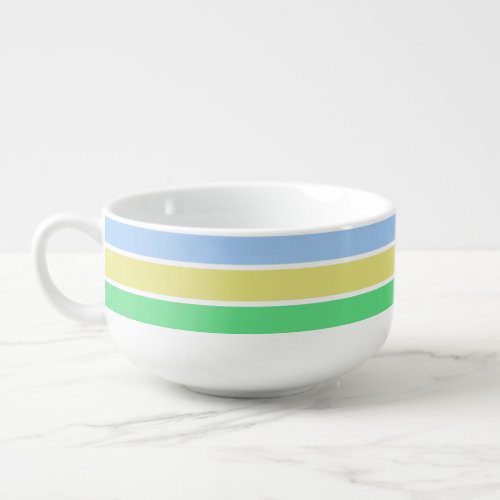 Blue and Green Stripes Soup Mug