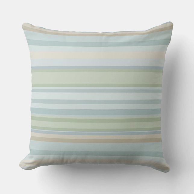 blue and green stripes throw pillow (Front)