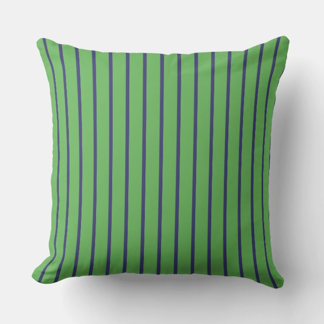 Blue and Green Stripes Throw Pillow (Front)