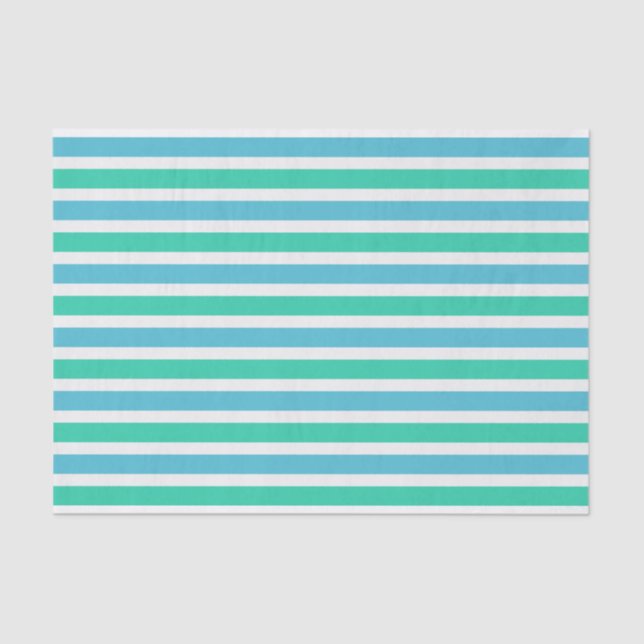 Blue and Green Stripes Tissue Paper (Front)