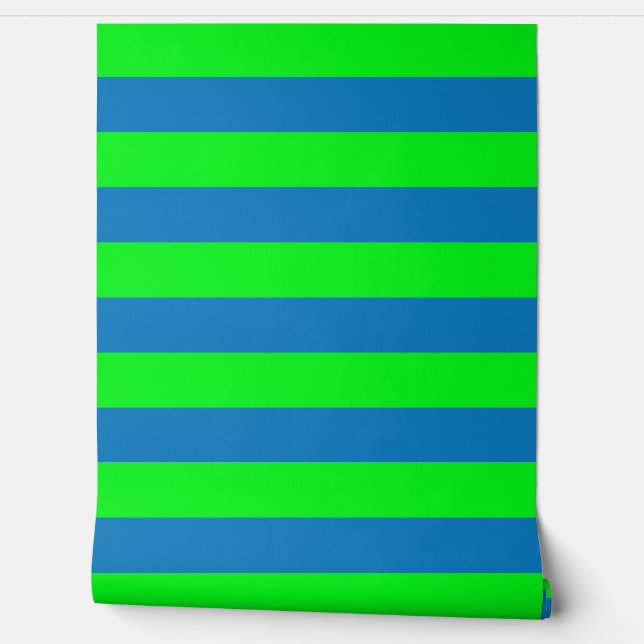 Blue and Green Stripes Wall Decor Wallpaper (Unrolling)