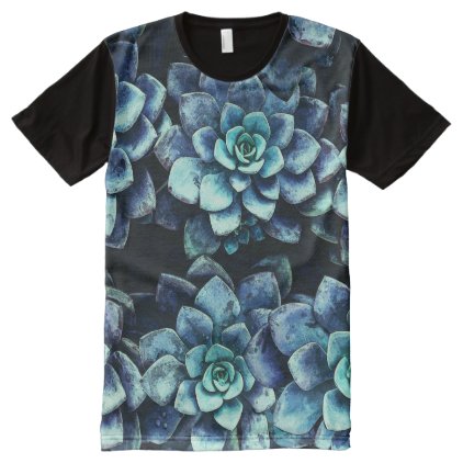 Blue And Green Succulent Plants All-Over-Print Shirt