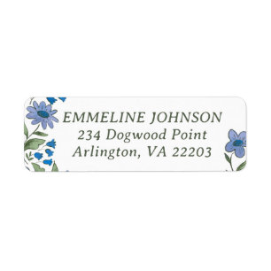 Blue and Green Sweet Country Floral Address Label