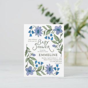 Blue and Green Sweet Country Floral Baby Shower Postcard