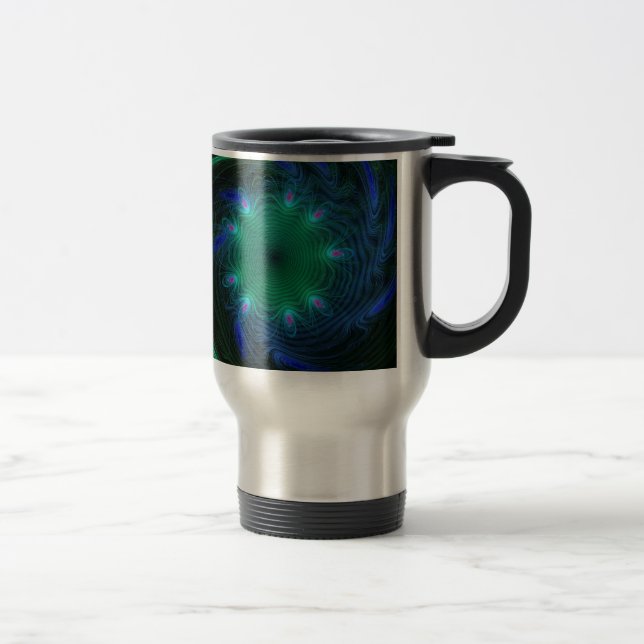 Blue And Green Swirls Travel Mug (Right)