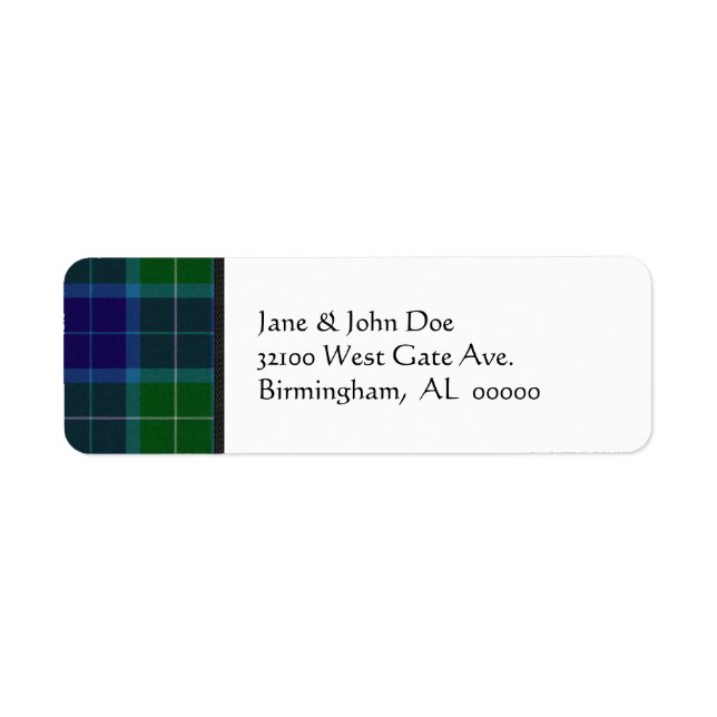 Blue and Green Tartan Plaid Address Labels (Front)