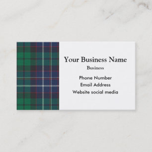 Blue and green tartan plaid business card