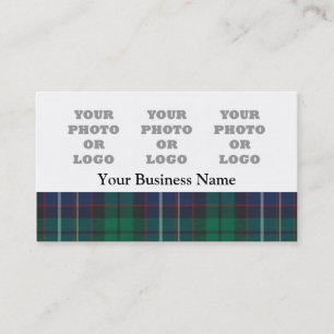 Blue and green tartan plaid business card