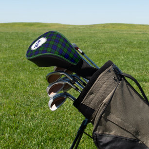 Blue and Green Tartan Plaid Monogram Golf Head Cover
