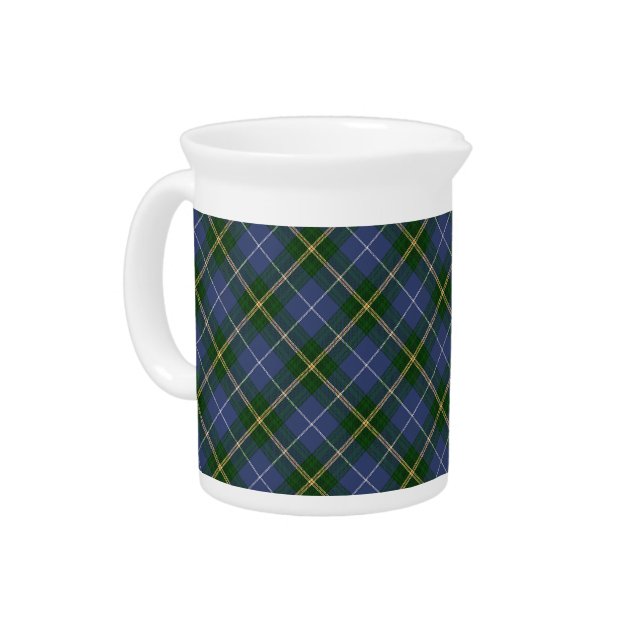 Blue and Green Tartan Plaid Pitcher (Left)