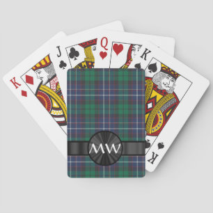 Blue and green tartan plaid poker cards