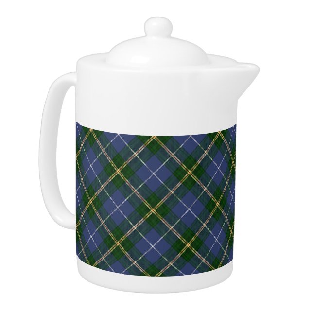 Blue and Green Tartan/Plaid  Teapot (Left)