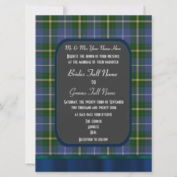Blue And Green Tartan Plaid Wedding Invitation by personalized_wedding at Zazzle