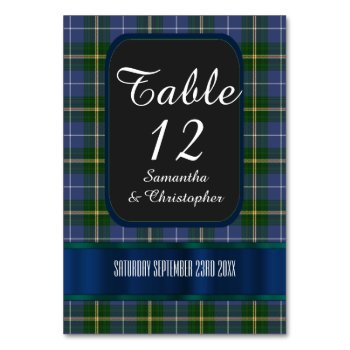 Blue And Green Tartan Plaid Wedding Table Number by personalized_wedding at Zazzle