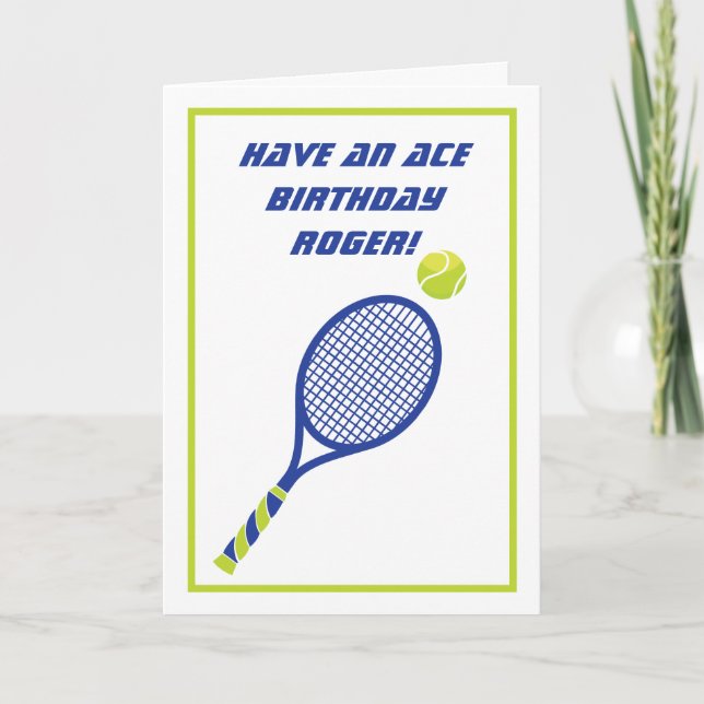 Blue and green Tennis  Ace Birthday Postcard (Front)
