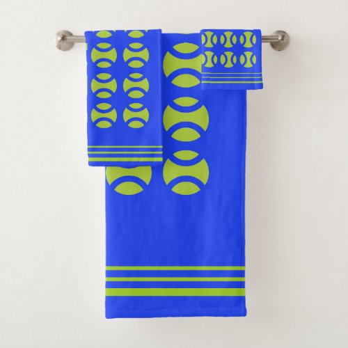 Blue and green tennis bath towel set