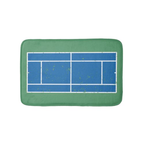 Blue and Green Tennis Court Distressed Style Bath Mat