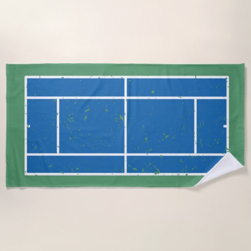 Blue and Green Tennis Court Distressed Style Beach Towel