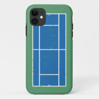 Blue and Green Tennis Court Distressed Style