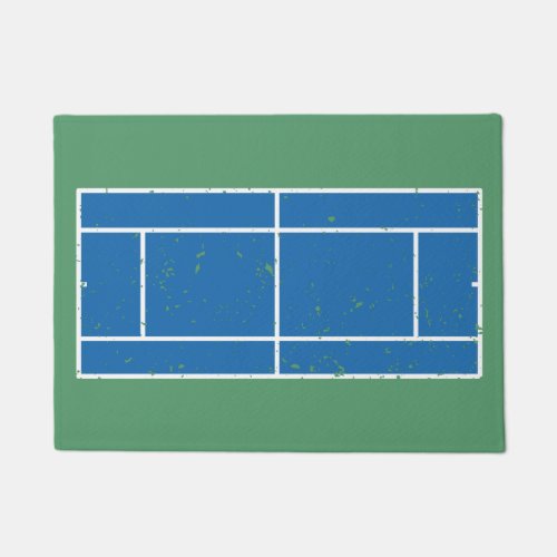 Blue and Green Tennis Court Distressed Style Doormat