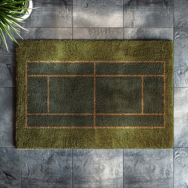 Blue and Green Tennis Court Distressed Style Fiber Doormat (Creator Uploaded)