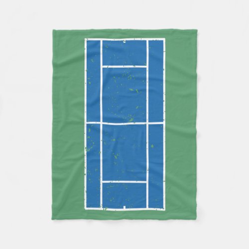 Blue and Green Tennis Court Distressed Style Fleece Blanket