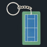 Blue and Green Tennis Court Distressed Style Keychain<br><div class="desc">Create a fun gift for tennis players and tennis couches with these keychain. It features a distressed style illustration of a blue tennis court against a green background. Want to add a name or a custom message? Select the "customize" option to add your own text.</div>