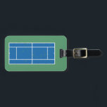 Blue and Green Tennis Court Distressed Style Luggage Tag<br><div class="desc">This luggage tag is perfect for your racquet bag or your suitcase. It features an illustration of a blue tennis court in a distressed style against a green background on the front. There's plenty of room on the reverse side for filling in all of your contact details.</div>