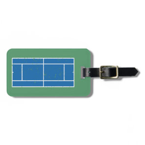 Blue and Green Tennis Court Distressed Style Luggage Tag
