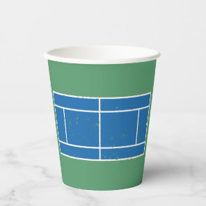 Blue and Green Tennis Court Distressed Style Paper Cups
